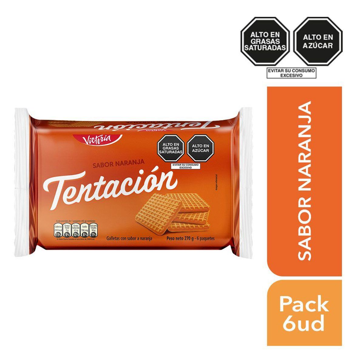 VICTORIA - Galleta Tentación Sabor Naranja 6 Unidades