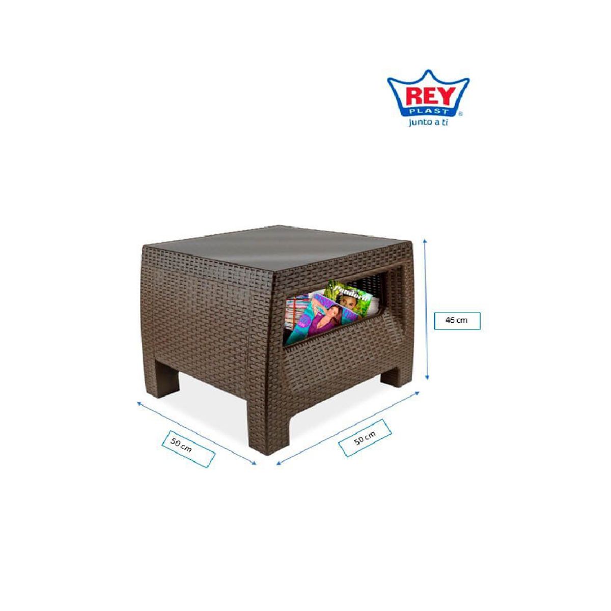 REYPLAST - Mesa De Centro Tavarua 50 X 50 Mod Ratan Con Vi