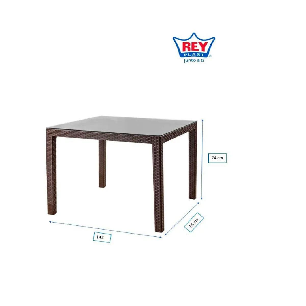 REYPLAST - Mesa Tavarua 145 X 85 Mod Ratan Con Vidrio Templ