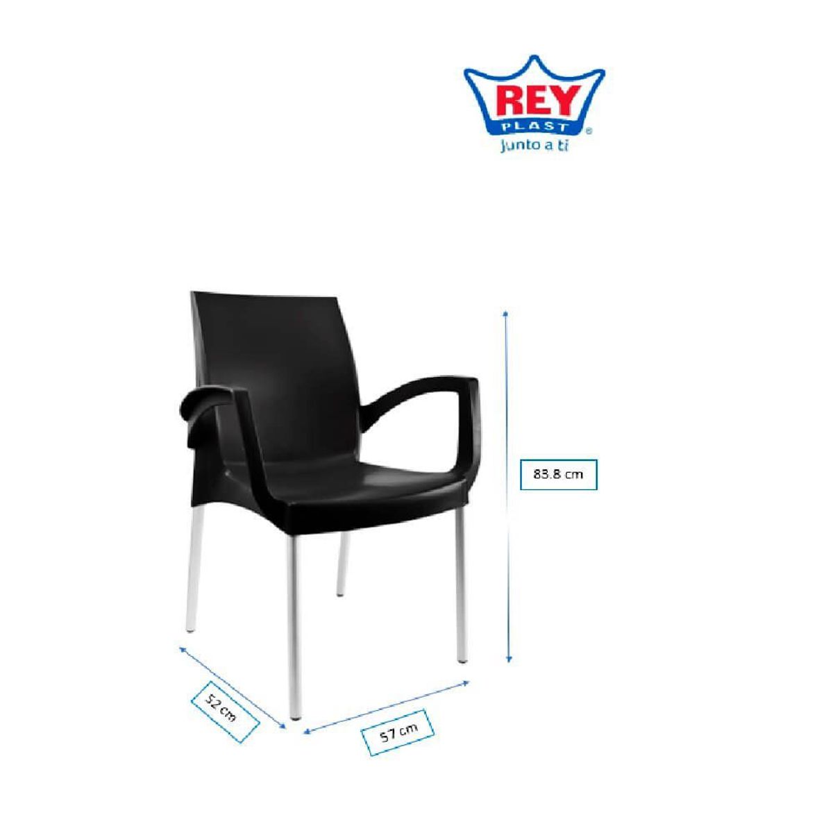 REYPLAST - Silla Ada C Brazos Neg