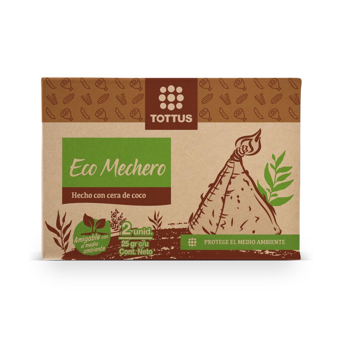 TOTTUS - Mechero Ecológico de Coco Tottus Empaque 2 Und