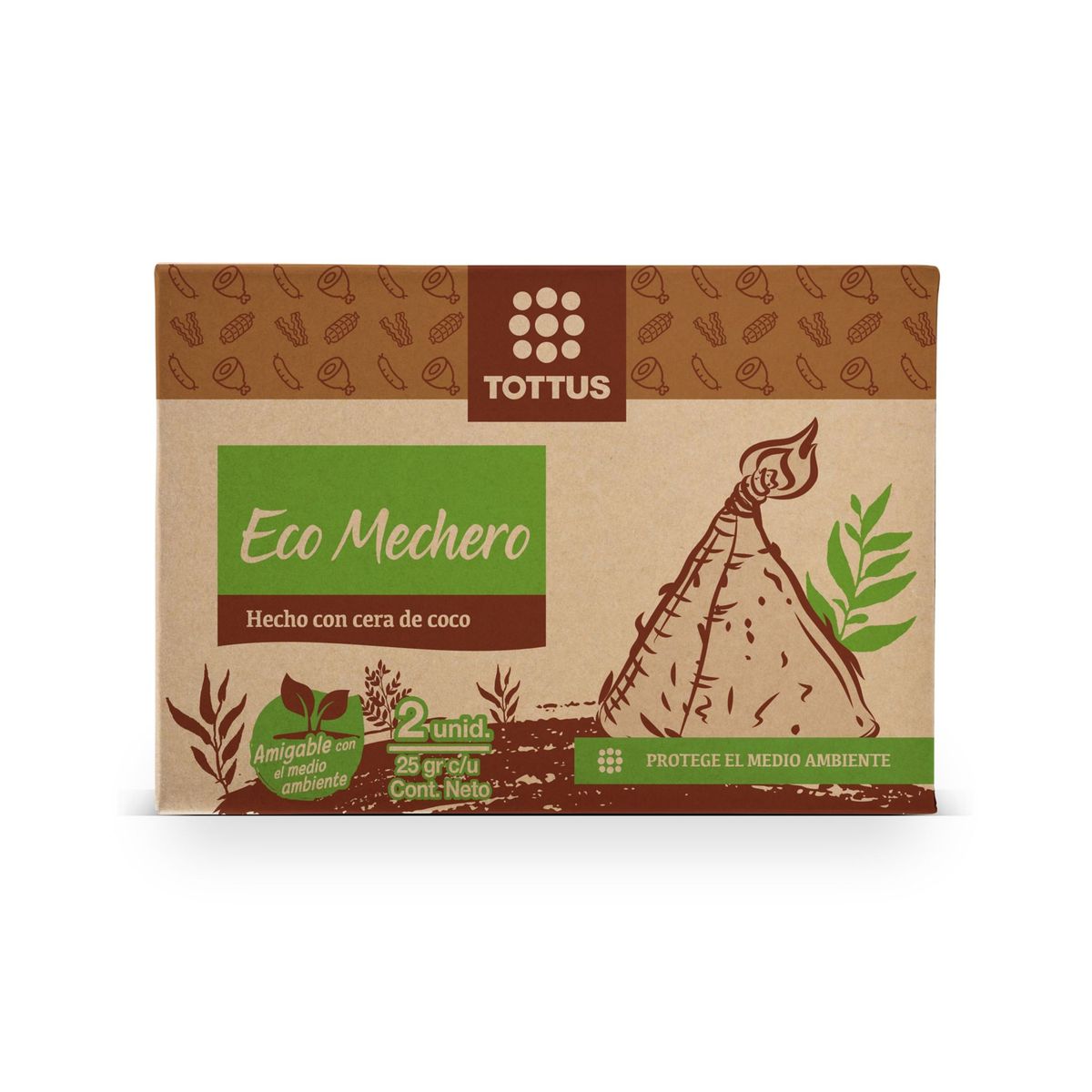 TOTTUS - Mechero Ecológico de Coco Tottus Empaque 2 Und