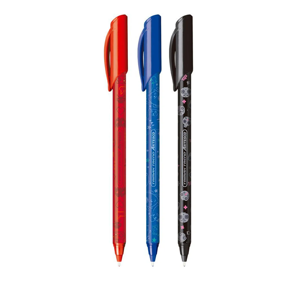 ARTESCO - Lapicero Artesco Trimax Trend Semi Gel Azul Rojo Y Negro Empaque 3 Und