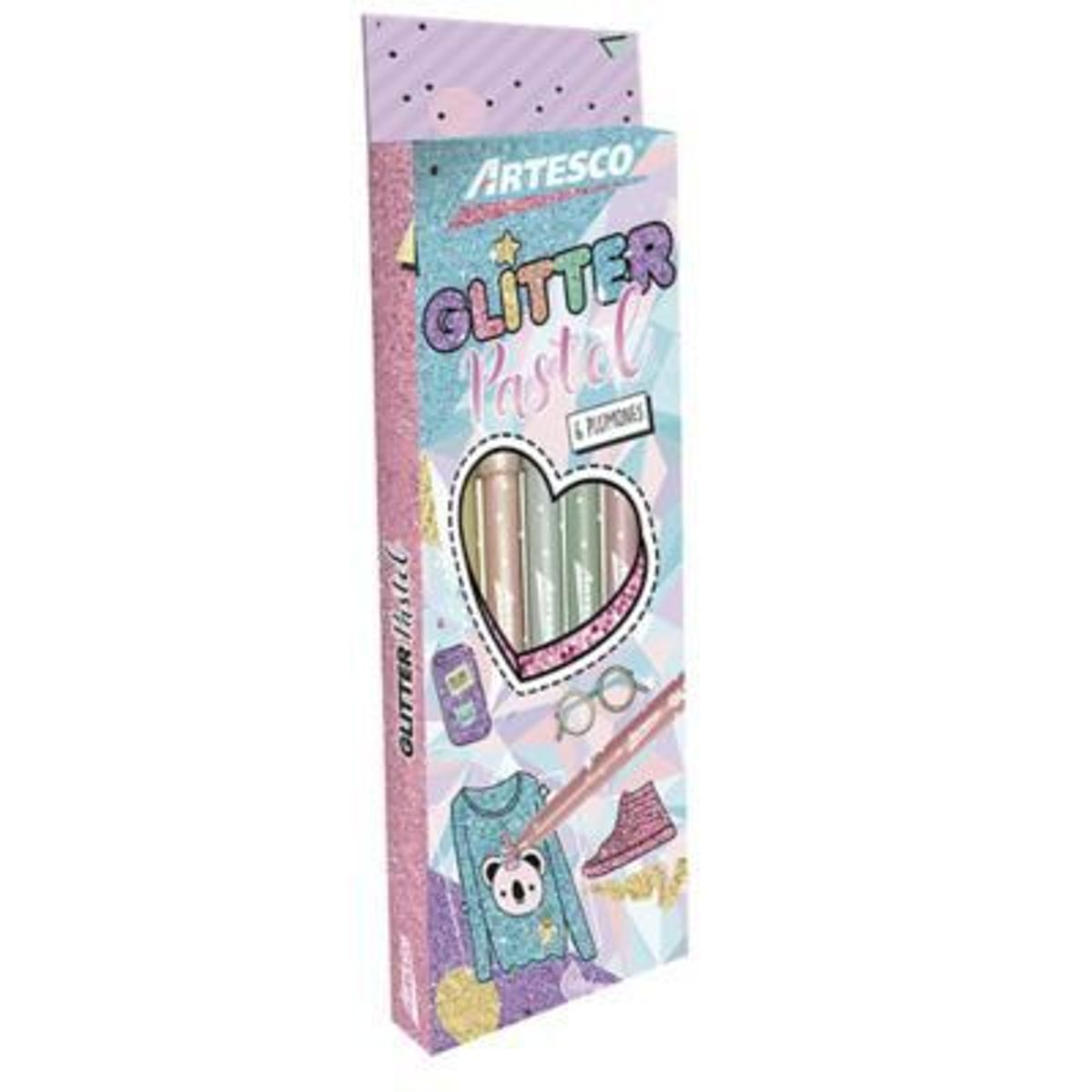 ARTESCO - Plumones Artesco Glitter Pastel Empaque 6 Und