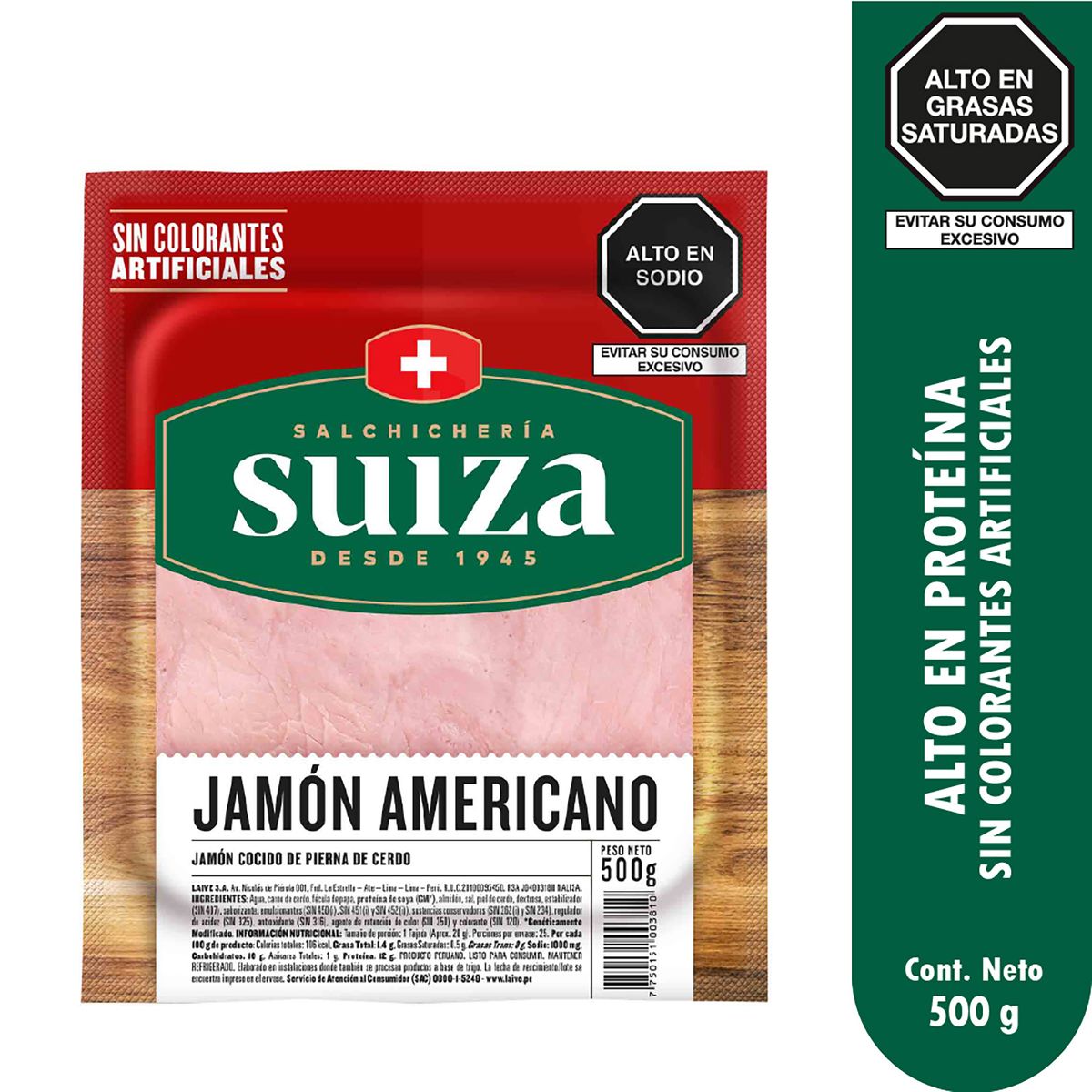 SUIZA - Jamón Americano Suiza Empaque 500 g