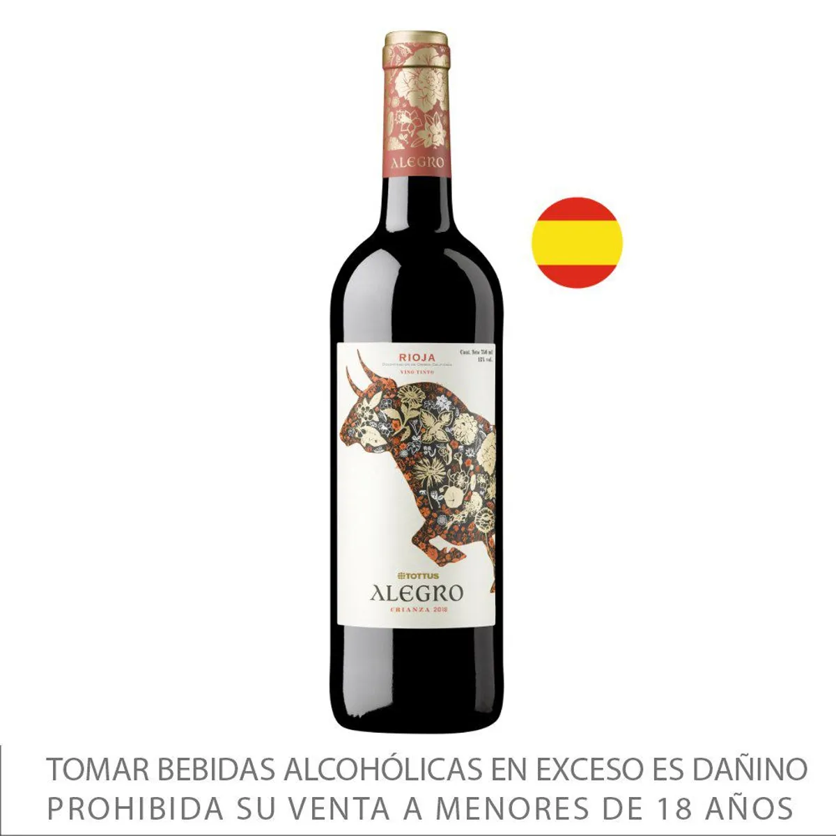 TOTTUS - Vino Tinto Alegro Crianza Tottus Botella 750 mL