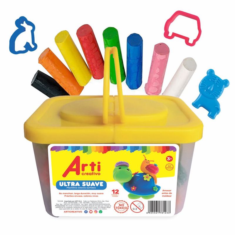 ARTI CREATIVO - Plastilina Ultrasuave X12  + Herramientas