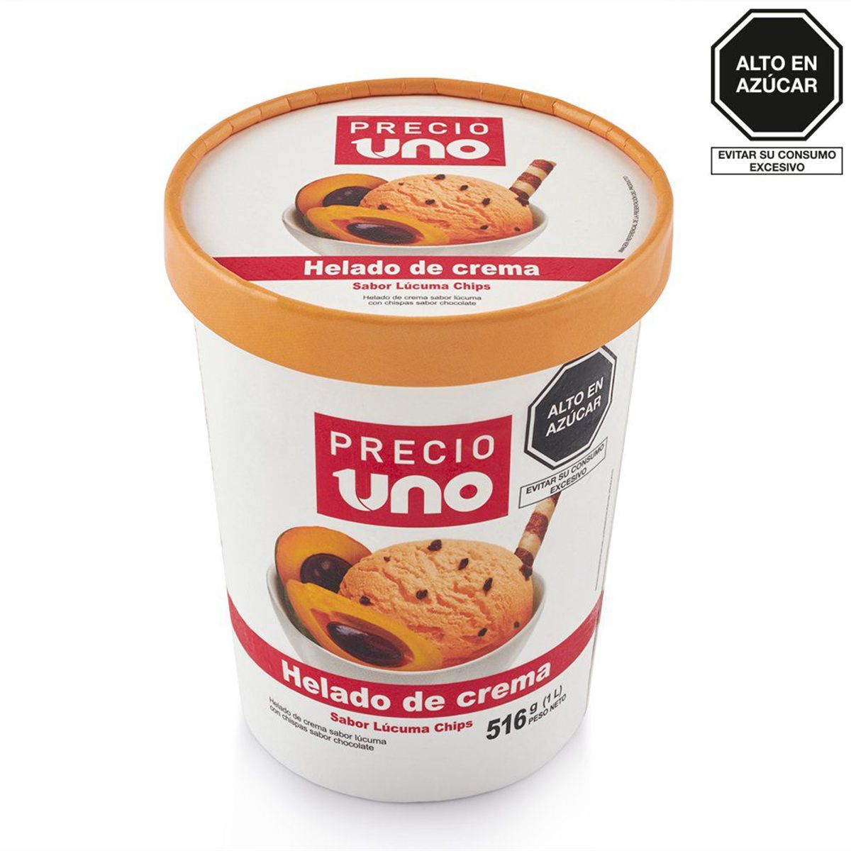 PRECIO UNO - Helado de Crema Precio Uno Lúcuma Chips Pote 1 L