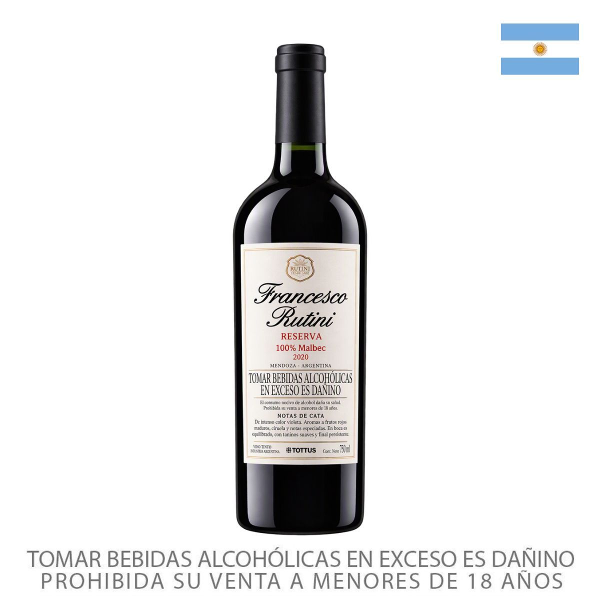 TOTTUS - Vino Tinto Francesco Rutini Malbec Tottus Botella 750 mL