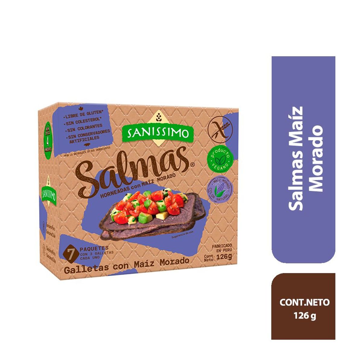 SANISSIMO - Galletas Salmas Maíz Morado 126 g