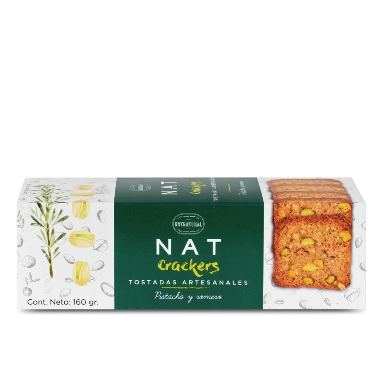NATCRACKERS - Tostadas Natcrackers Pistacho y Romero Empaque 160 g