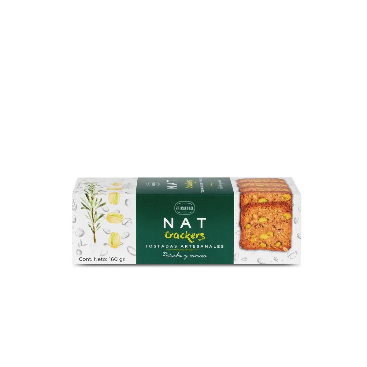 NATCRACKERS - Tostadas Natcrackers Pistacho y Romero Empaque 160 g