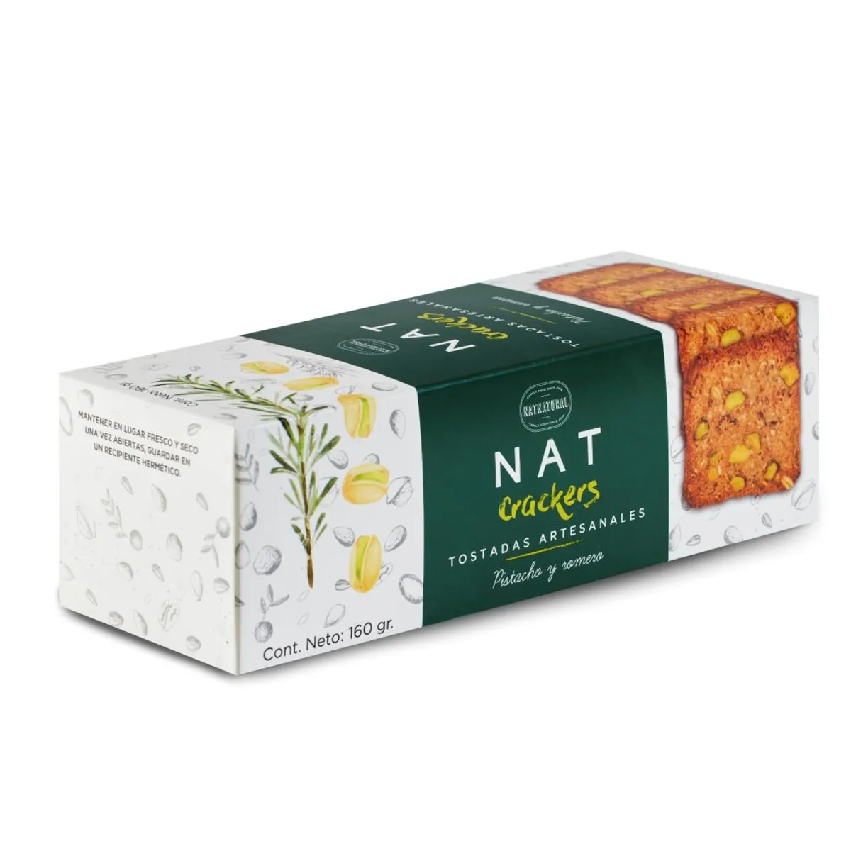 NATCRACKERS - Tostadas Natcrackers Pistacho y Romero Empaque 160 g