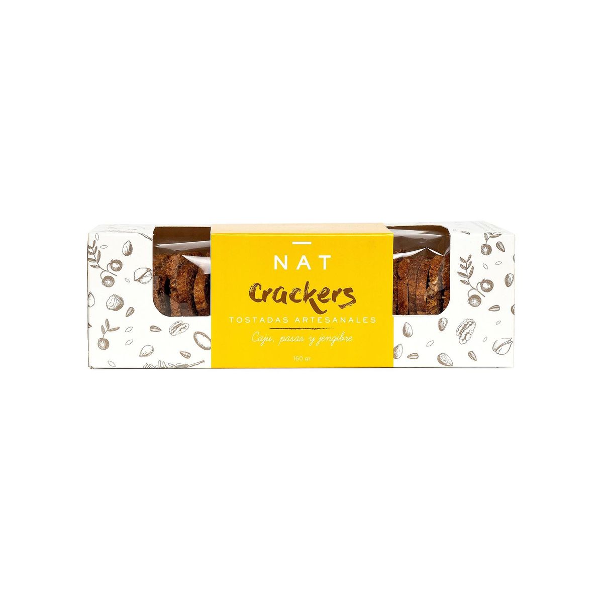 NATCRACKERS - TOSTADAS CAJU PASAS Y JENJIBRE NATCRACKERS X 160G