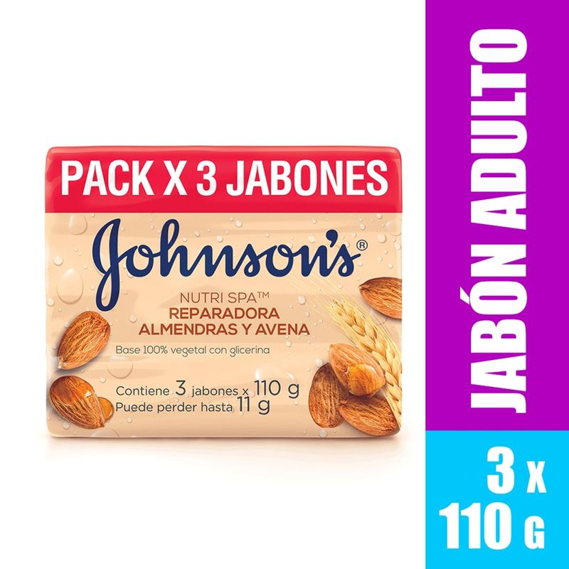 JOHNSONS - Jabón Johnsons Avena Pack 3 Empaques 110 g