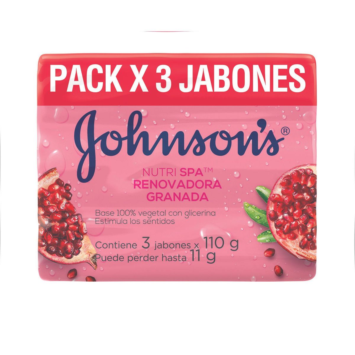 JOHNSONS ADULTO - Jabón Barra Johnsons Adulto Granada Empaque 3 Und