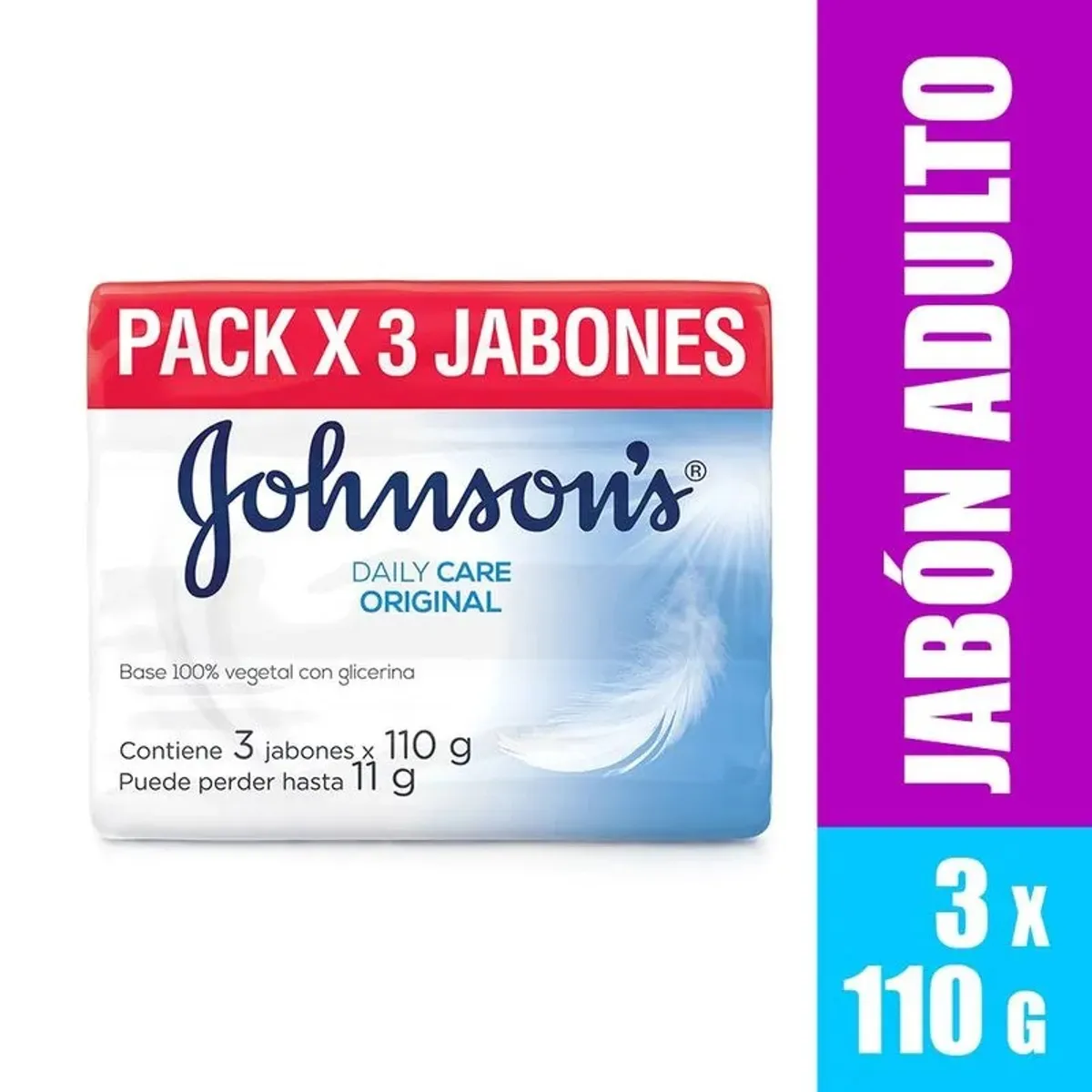JOHNSONS ADULTO - Jabón en Barra Johnsons Adulto Original Empaque 3 Und
