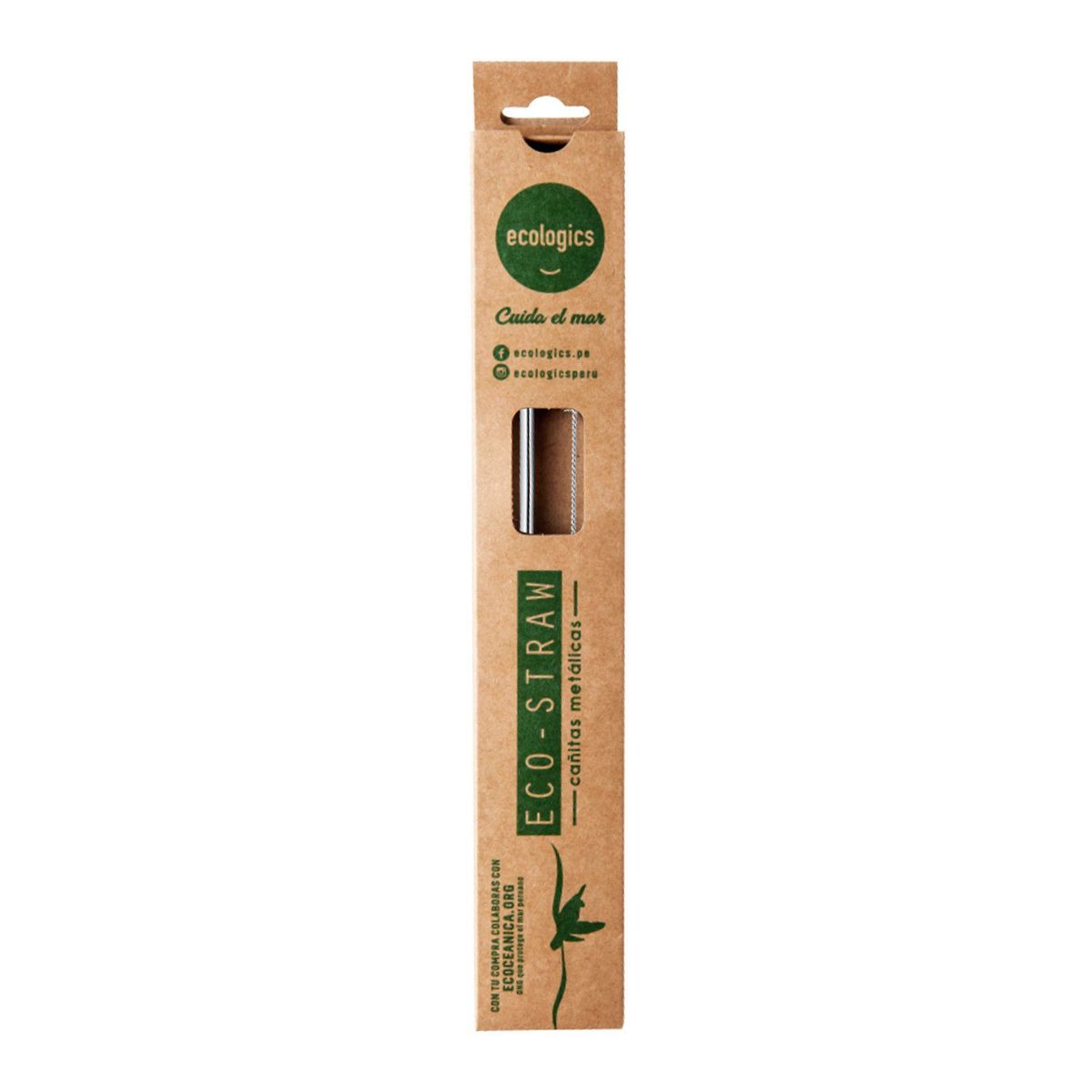 ECO STRAW - Set Cañita de Acero Eco Straw 21.5cm + Cepillo Limpiador