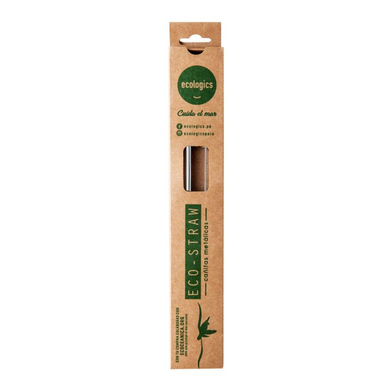ECO STRAW - Cañita Acero 21.5 cm + Cepillo Limpieza Eco Straw