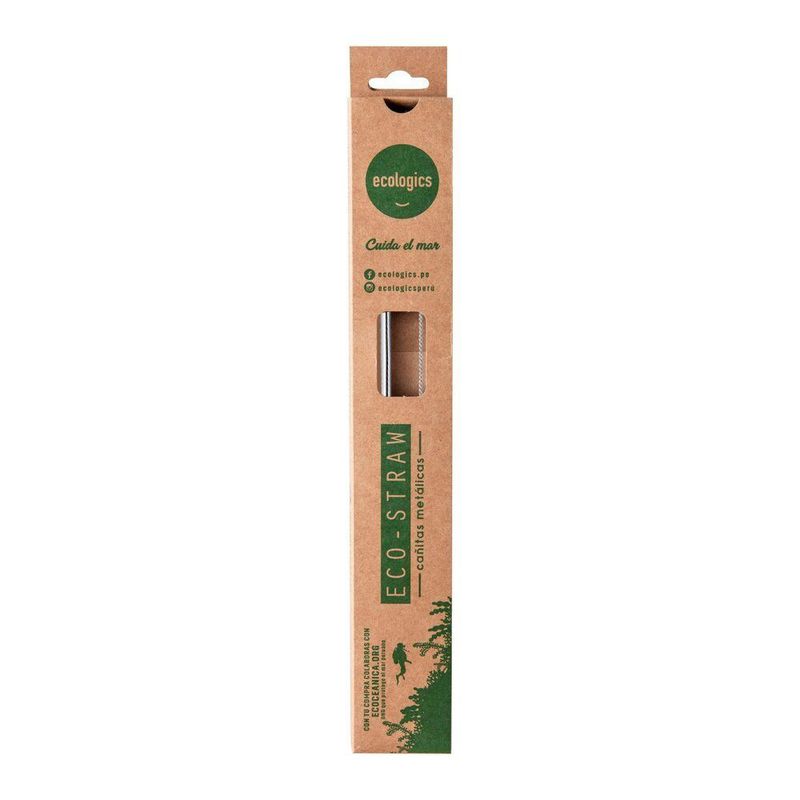 ECO STRAW - Cañita Acero 26.5 cm + Cepillo Limpieza Eco Straw
