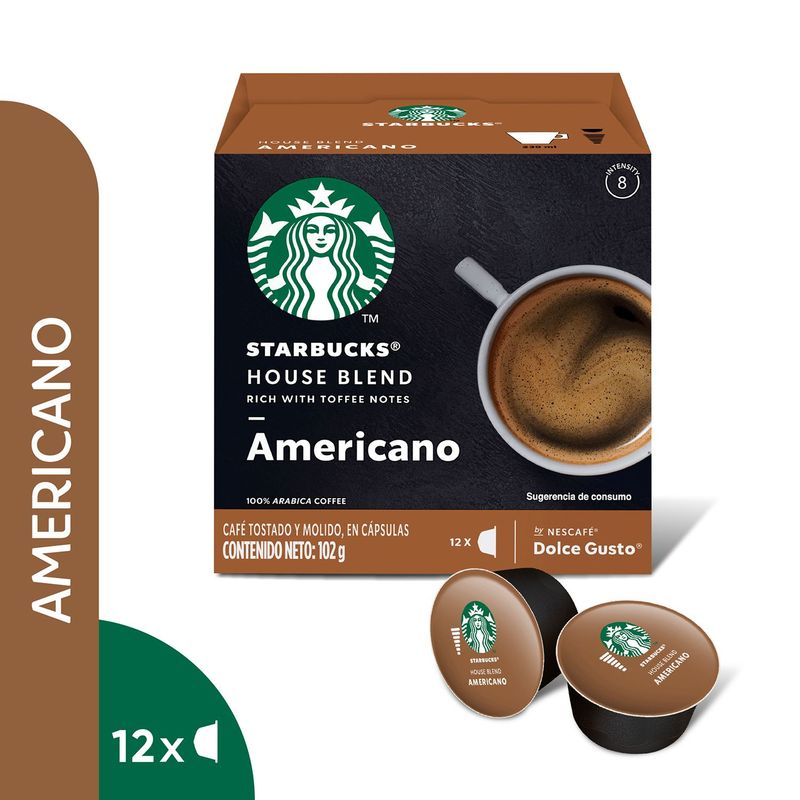 DOLCE GUSTO - Cápsulas de Café Starbucks Americano Caja 12 Und