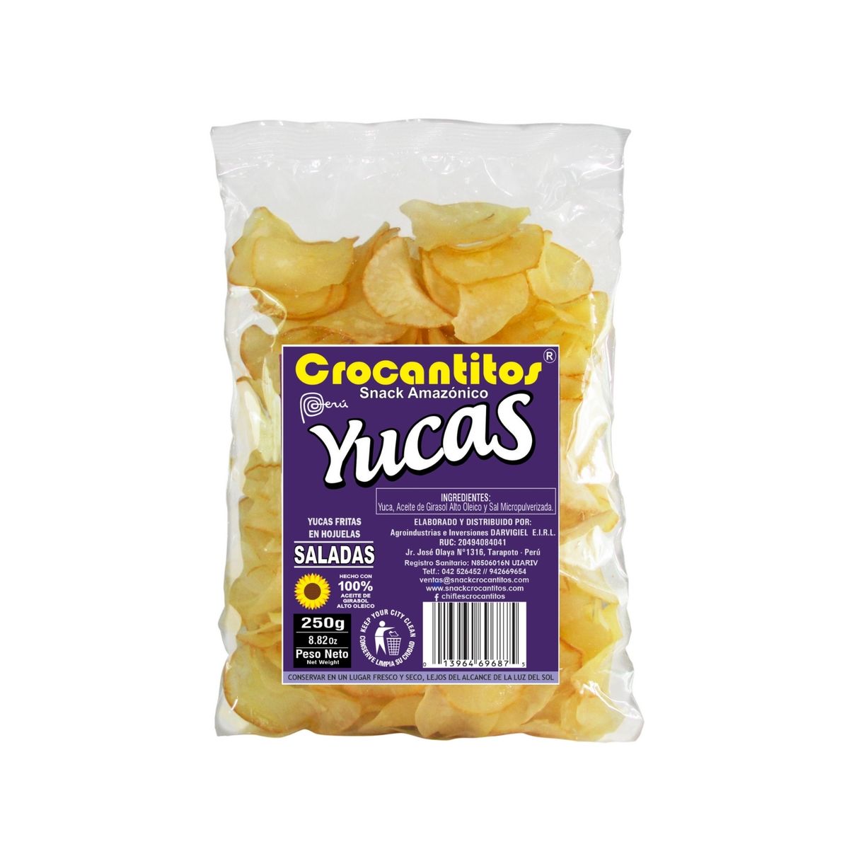 CROCANTITOS - Yucas Fritas Saladas Crocantitos Bolsa 250 g