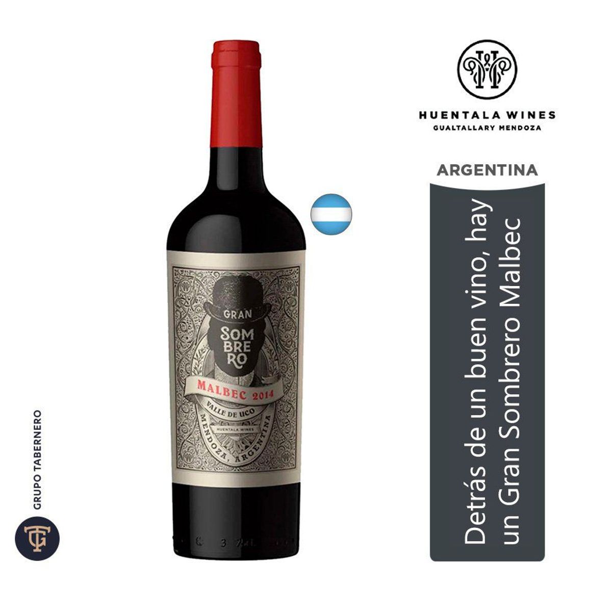 HUENTALA WINES - Vino Huentala Wines Gran Sombrero Malbec Botella 750 mL