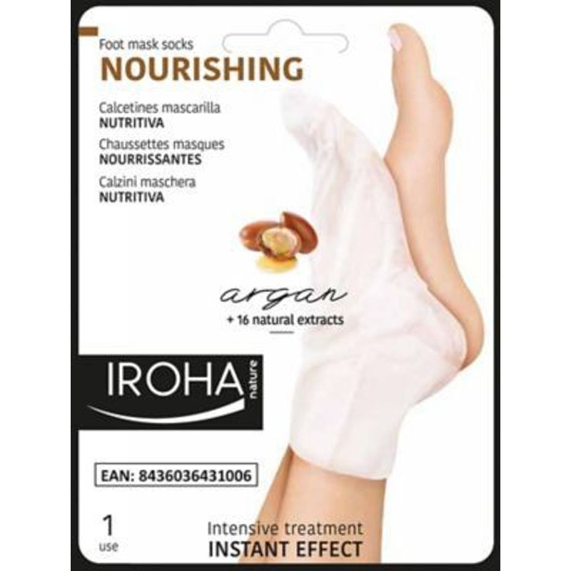 IROHA - Mascarilla nutritiva, calcetines para pies con argán