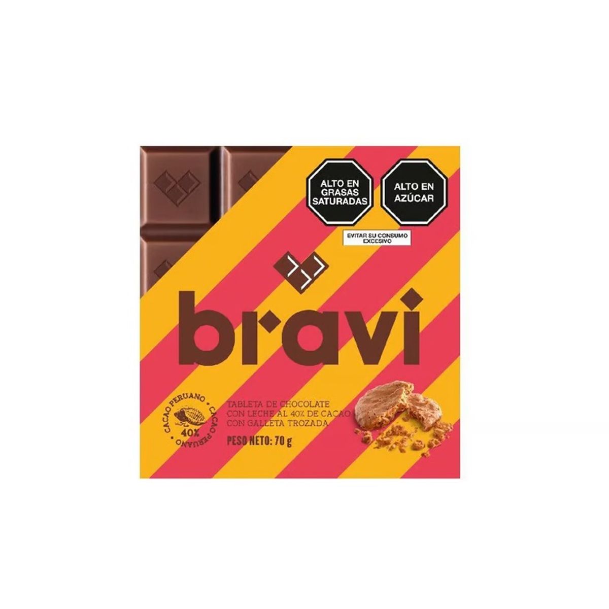 BRAVI - Tableta Chocolate Leche Galleta Bravi 70 g