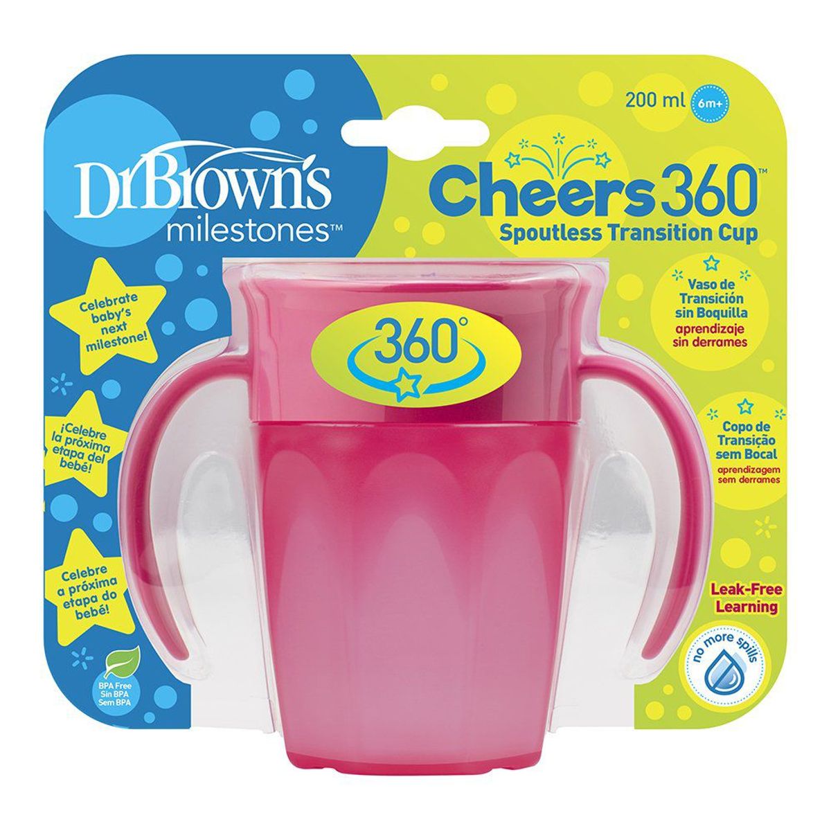 DR. BROWNS - Vaso Cheers 360° Rosa de Dr Browns