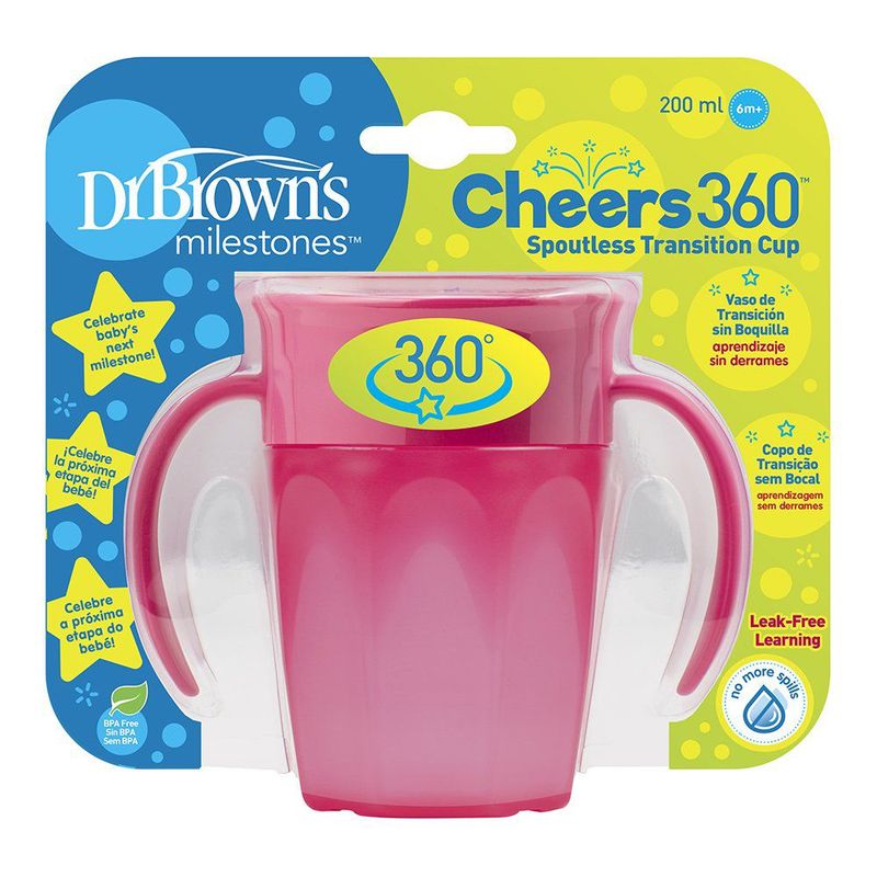 DR. BROWNS - Vaso Cheers 360° Rosa de Dr Browns