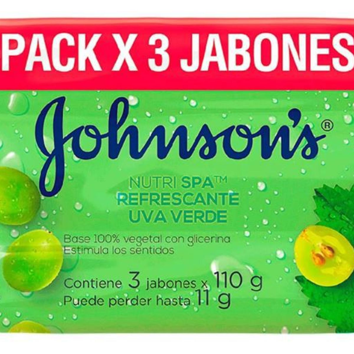 JOHNSONS ADULTO - Jabón Barra Johnsons Adulto Uva Verde Empaque 3 Und