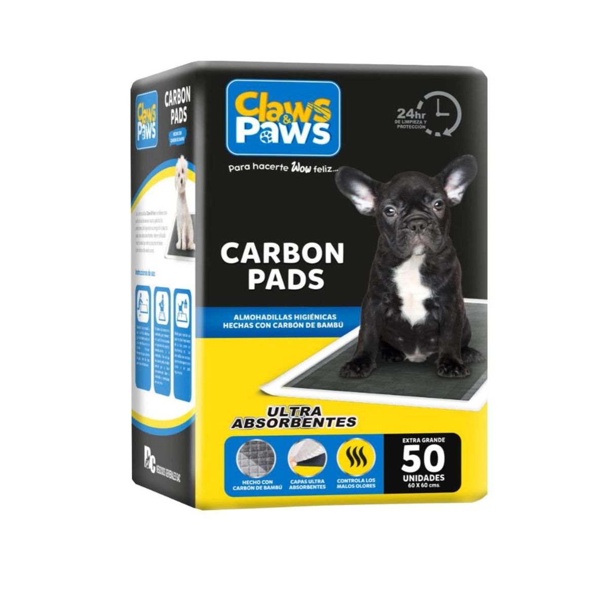 CLAWS PAWS - Pañales para Perro Claws Paws de Carbón de Bambú Empaque 50 Und