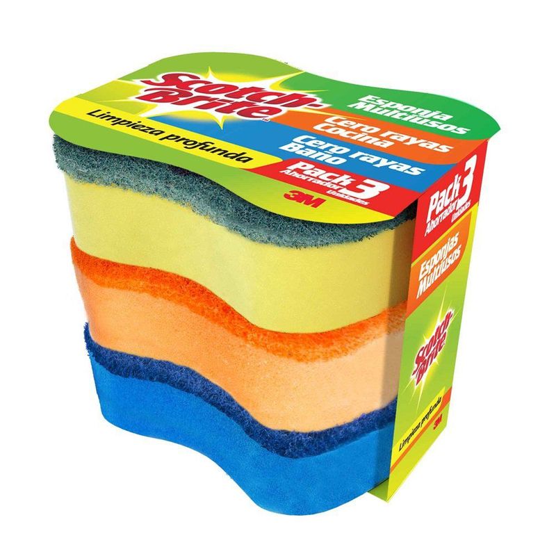 SCOTCH BRITE - Esponja Scotch Brite Multiusos Empaque 3 Und