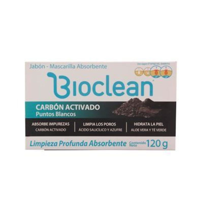 BIOCLEAN - Jabón Bioclean Carbon Actv Puntos Blancos Caj X120G