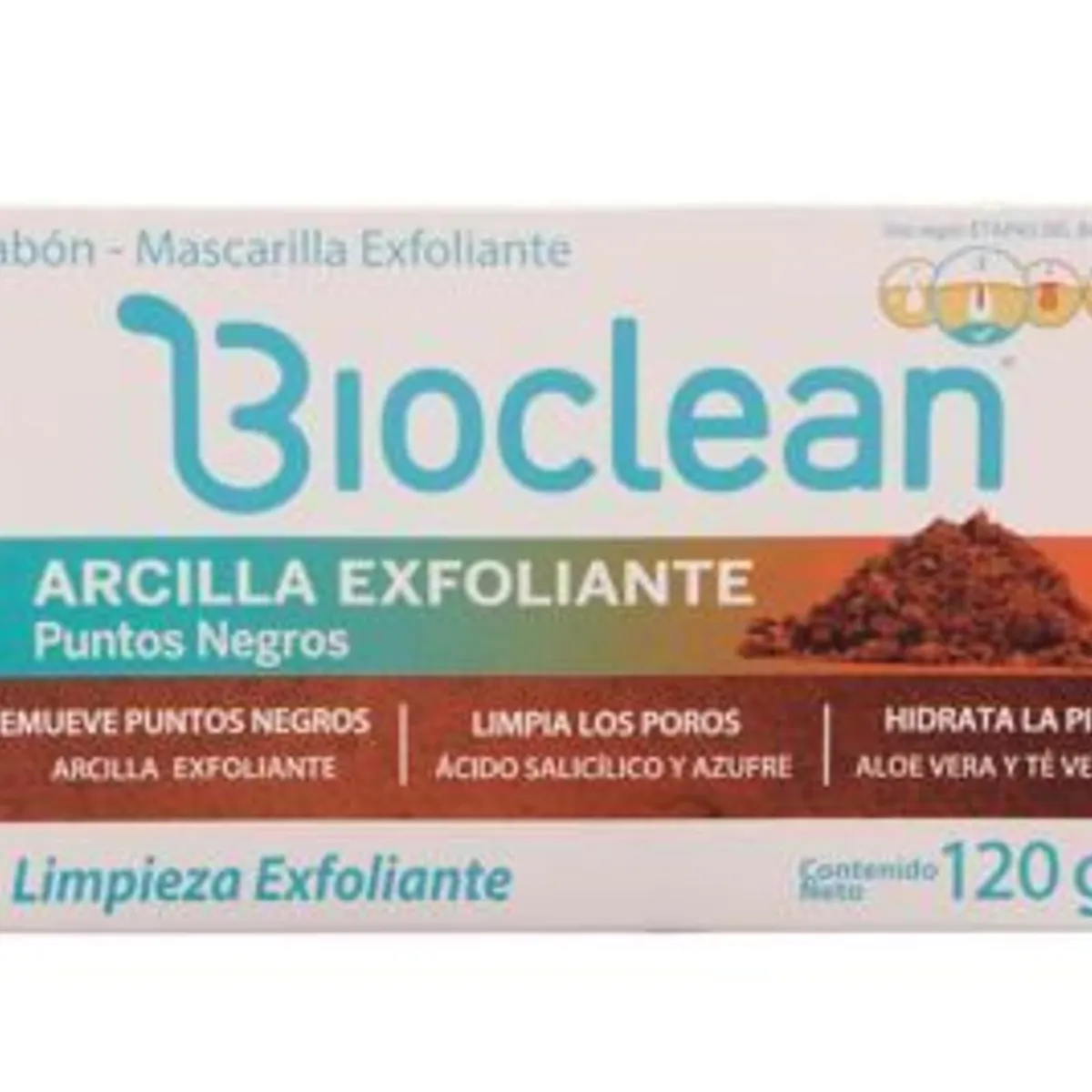 BIOCLEAN - Jabón en Barra Bioclean Arcilla Exfoliante Puntos Negros Caja 120 g