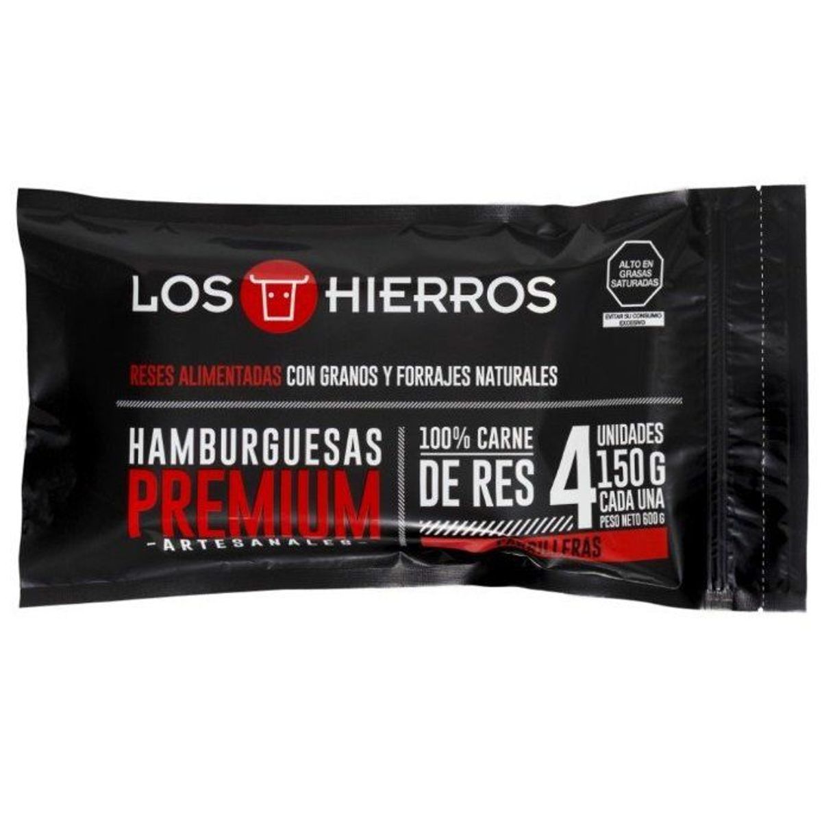 LOS HIERROS - Hamburguesa Premium de Res Los Hierros Empaque 600 g