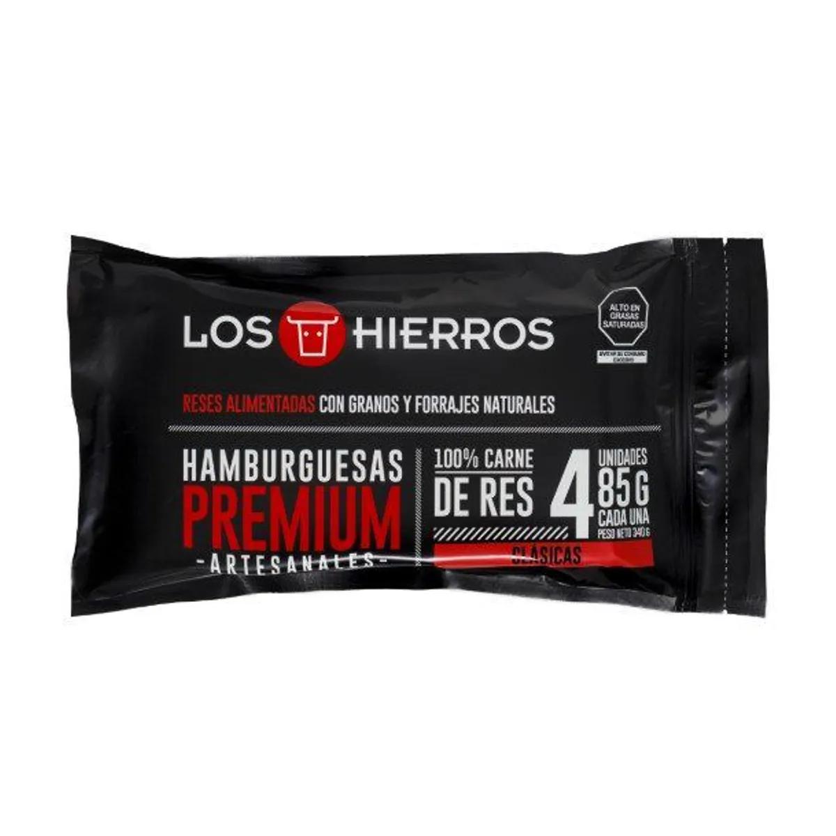 LOS HIERROS - Hamburguesa Premium de Res Los Hierros Empaque 4 Und