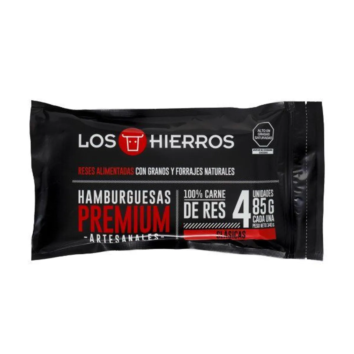 LOS HIERROS - Hamburguesa Premium de Res Los Hierros Empaque 4 Und