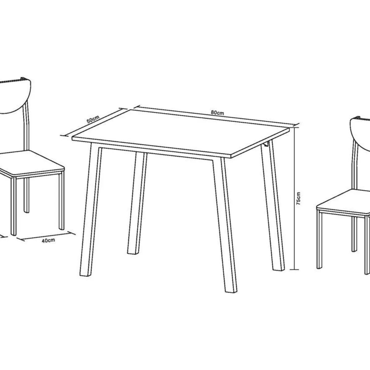 CASA JOVEN - Juego de comedor 2 Sillas Black Tube