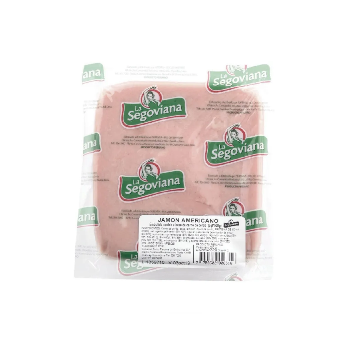 LA SEGOVIANA - Jamón Americano La Segoviana Empaque 500 g