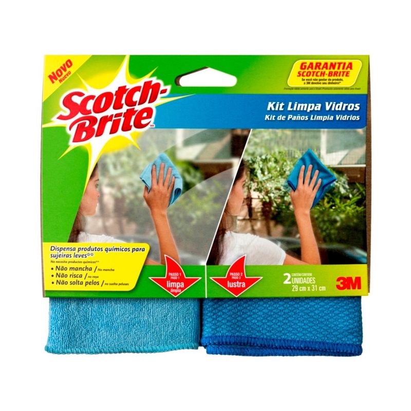 SCOTCH BRITE - Kit De Paños Scotch Brite Limpia Vidrios 2 Und