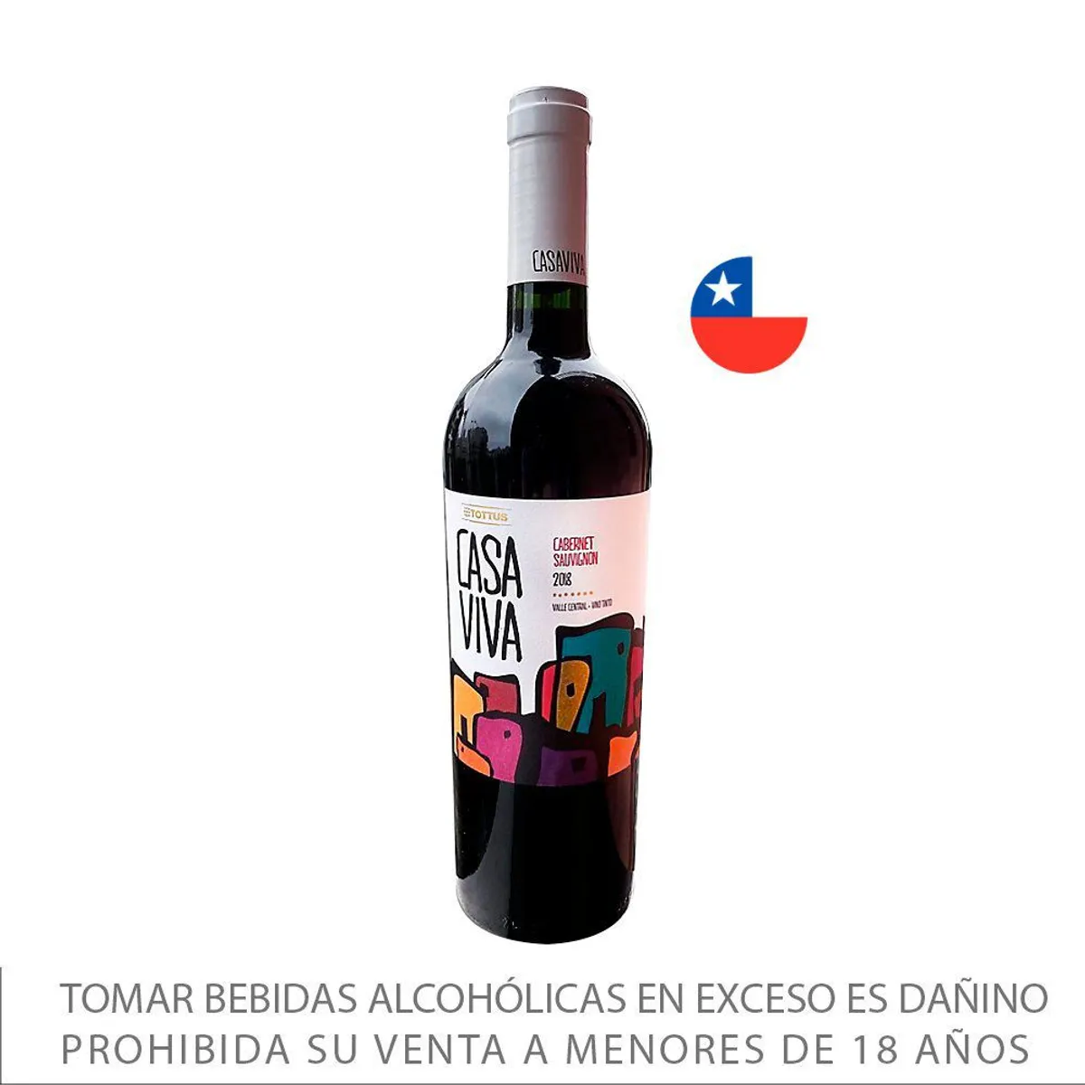 TOTTUS - Vino Casa Viva Tottus Cabernet Sauvignon Botella 750 mL