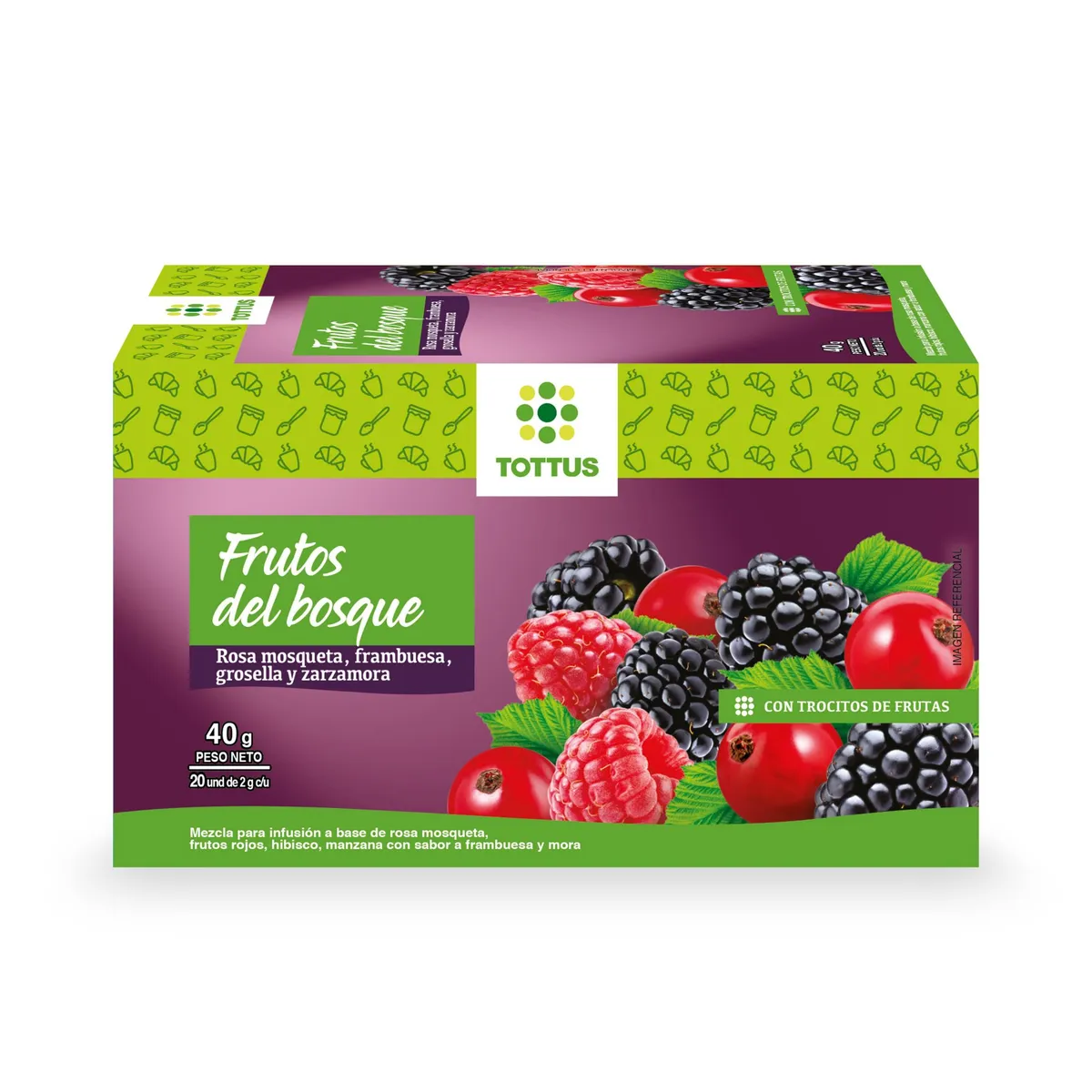 TOTTUS - Infusión Tottus Té Frutos del Bosque Caja 20 Sobres