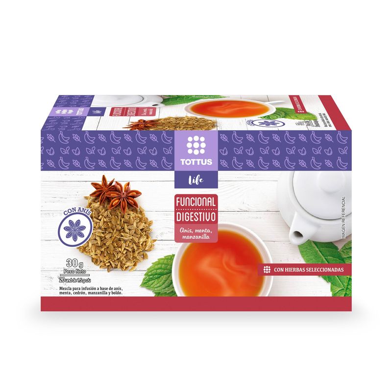 TOTTUS LIFE - Infusión Tottus Life Funcional Digestivo Caja 20 Filtrantes