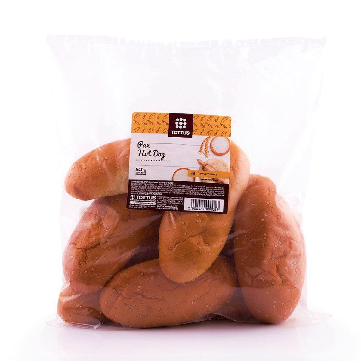 TOTTUS - Pan Hot Dog Tottus 540 g