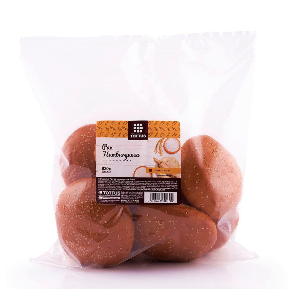 TOTTUS - Pan Hamburguesa Tottus 620 g