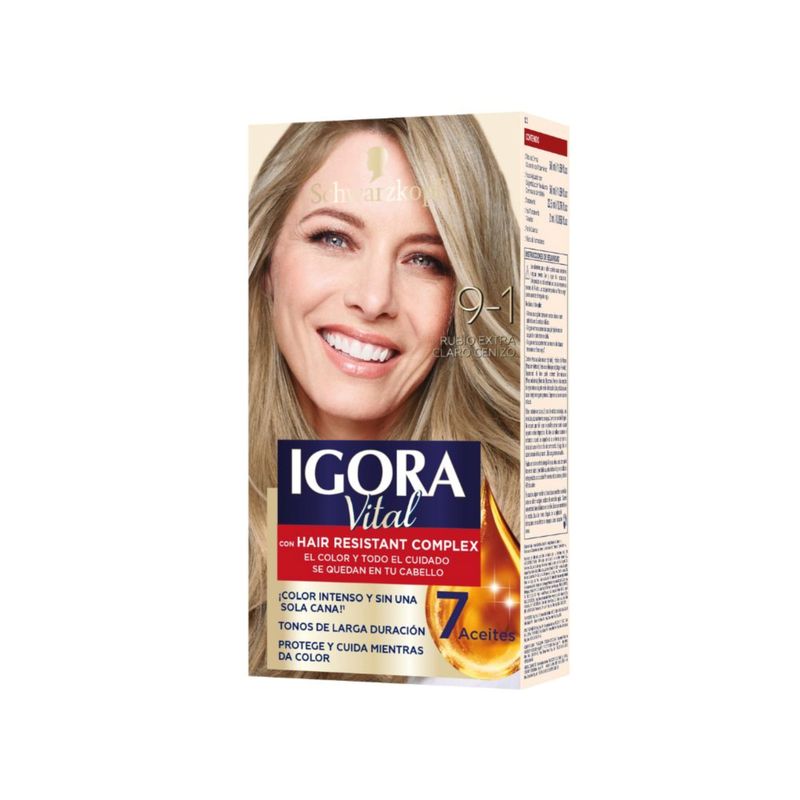 IGORA VITAL - Kit Tinte Capilar Igora Vital Tono Rubio Extra Claro Cenizo 9 1