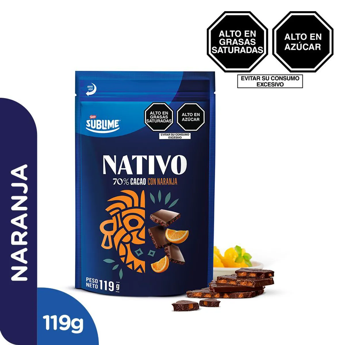 SUBLIME - CHOCOL SUBLIME BITT NATV 70CACAO C/NARANJA X119G