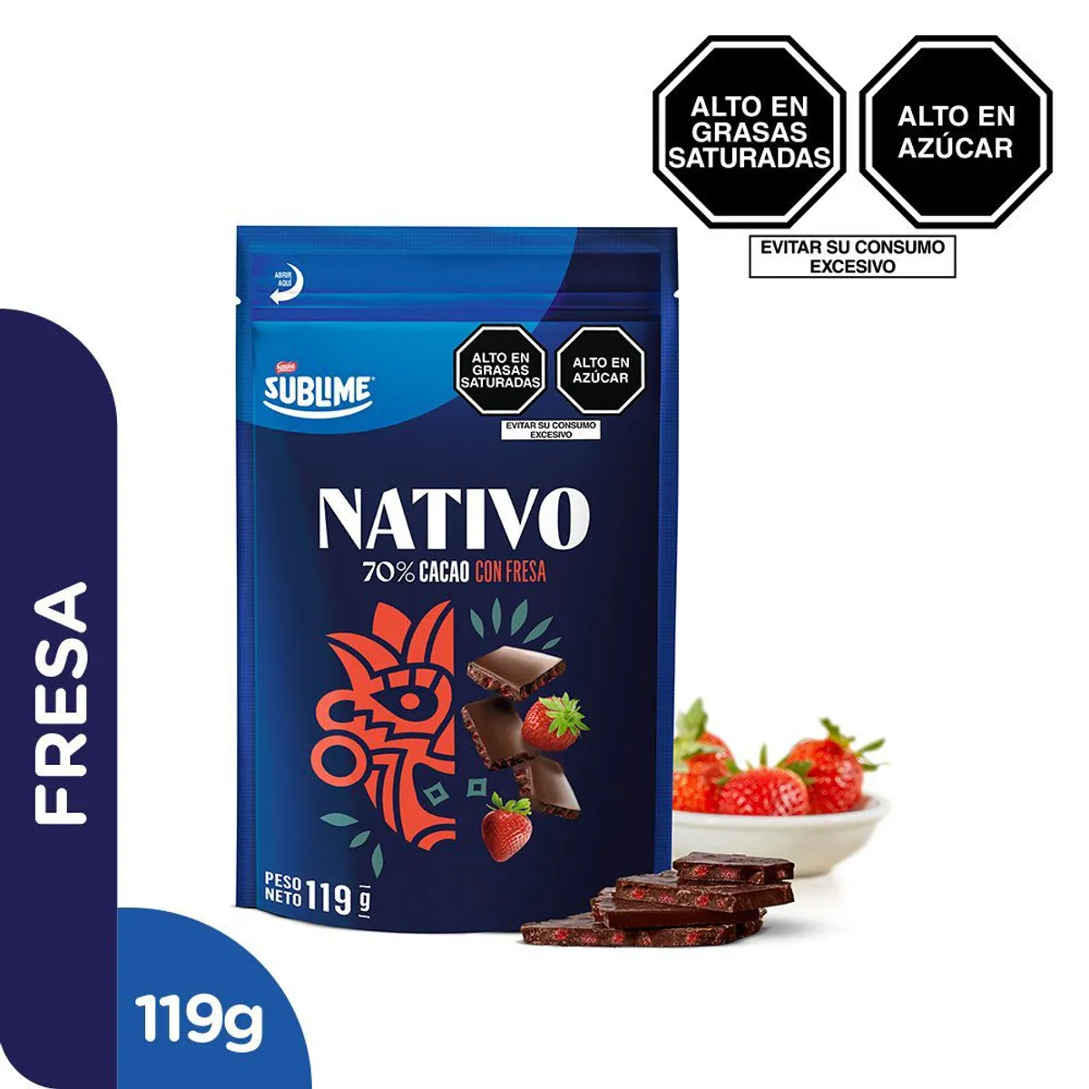 SUBLIME - CHOCOL SUBLIME BITT NATIVO 70CACAO C/FRESA X119G